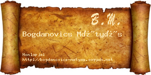 Bogdanovics Mátyás névjegykártya
