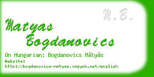 matyas bogdanovics business card